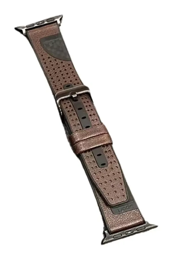 Movenchy Apple Watch 45mm Uyumlu Buff Deri Kordon - Kahverengi
