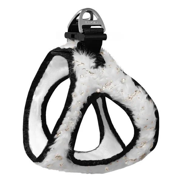 Üç Kilitli Simli Peluş Kedi Köpek Göğüs Tasması 20-24 cm -Small Beyaz