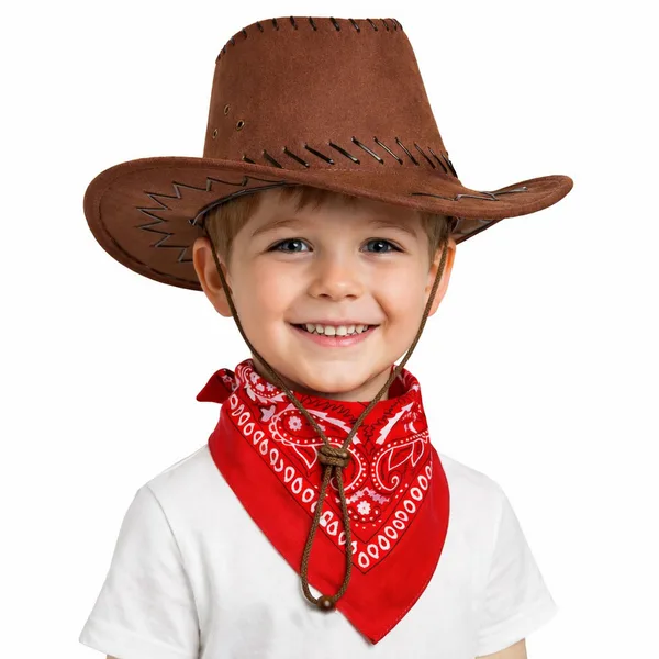 Çuk Kovboy Şapka Kahverengi & Kırmızı Bandana Fular Seti