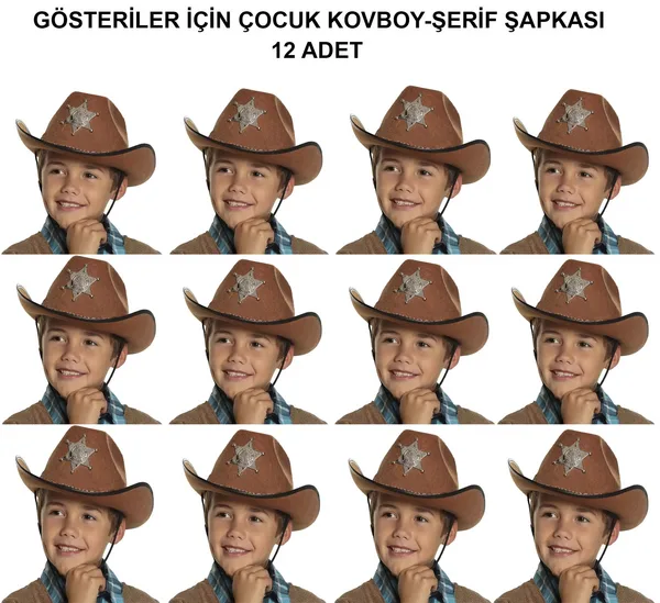 Kovboy Şerif Şapkası Kahve 12 Adet - Kostüm, Parti ve Gösteri Şapkası