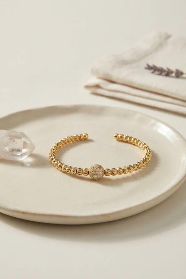 Gold Renk Dorika Model Zirkon Taşlı Kadın Bileklik