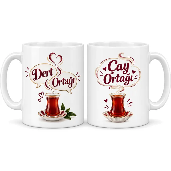 Dert ve Çay Ortağı 2'li Porselen Kupa Seti - MODEL 362