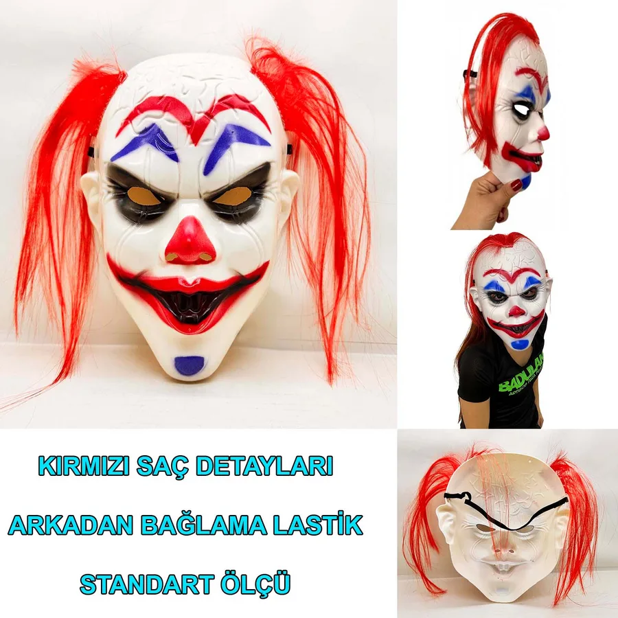 Kızıl lı Joker Palyaço Maskesi