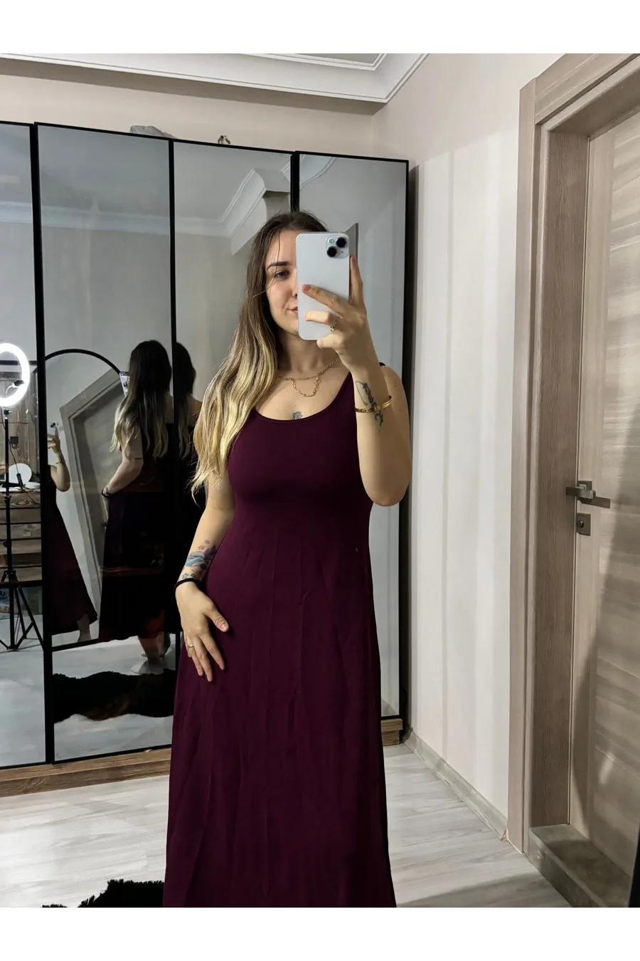 Modal Kumaş Bordo Croplu Elbise Takım