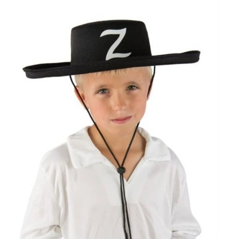 Z Logolu Çuk Boy Bağcıklı Zorro Şapkası