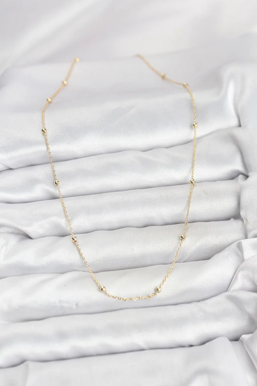 CM 14K Gold Renk Minik Top Zincirli Kadın Kolye