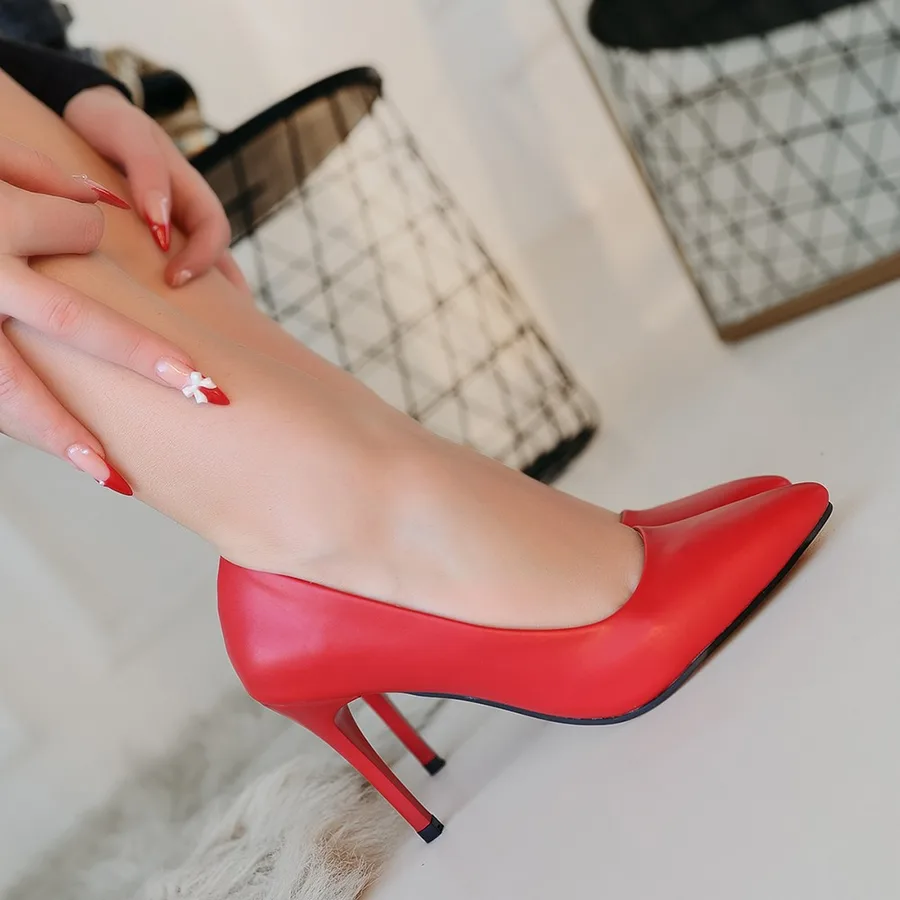 Jilya Kırmızı Cilt Stiletto Ayakkabı