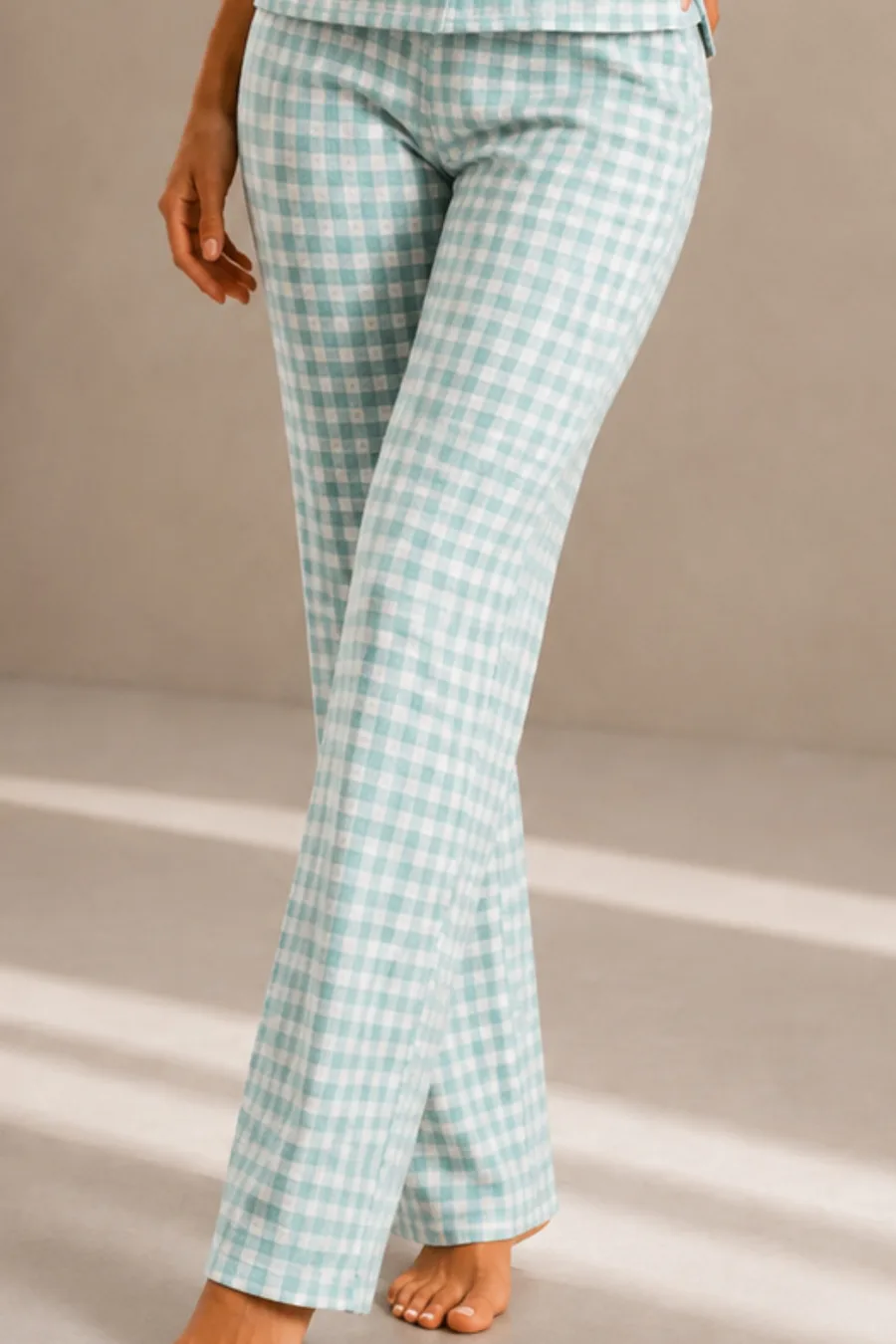 Kadın Kısa Kol Rahat Kalıp Şık Su Yeşili Pijama Takımı