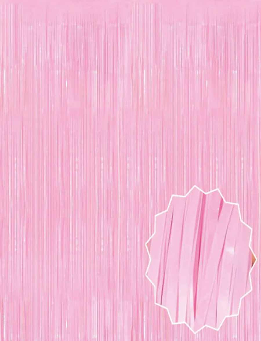 Soft Pembe Püsküllü Kapı Perdesi - Parti, Baby Shower, Cinsiyet Partisi 1x2 m