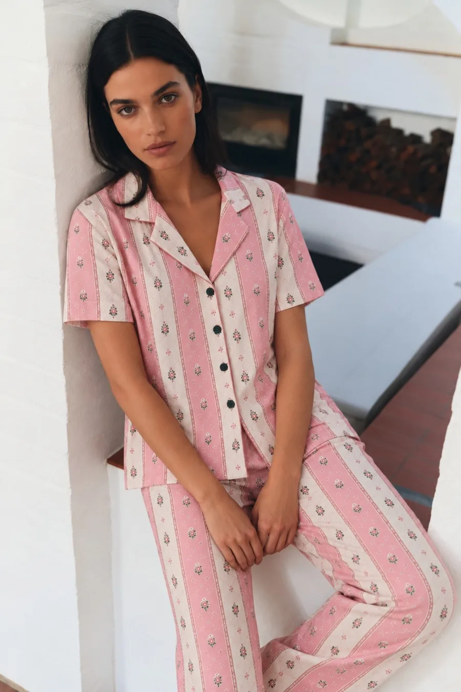 3 Adet Kadın Kısa Kol Comfort Pijama Takımı Yeşil