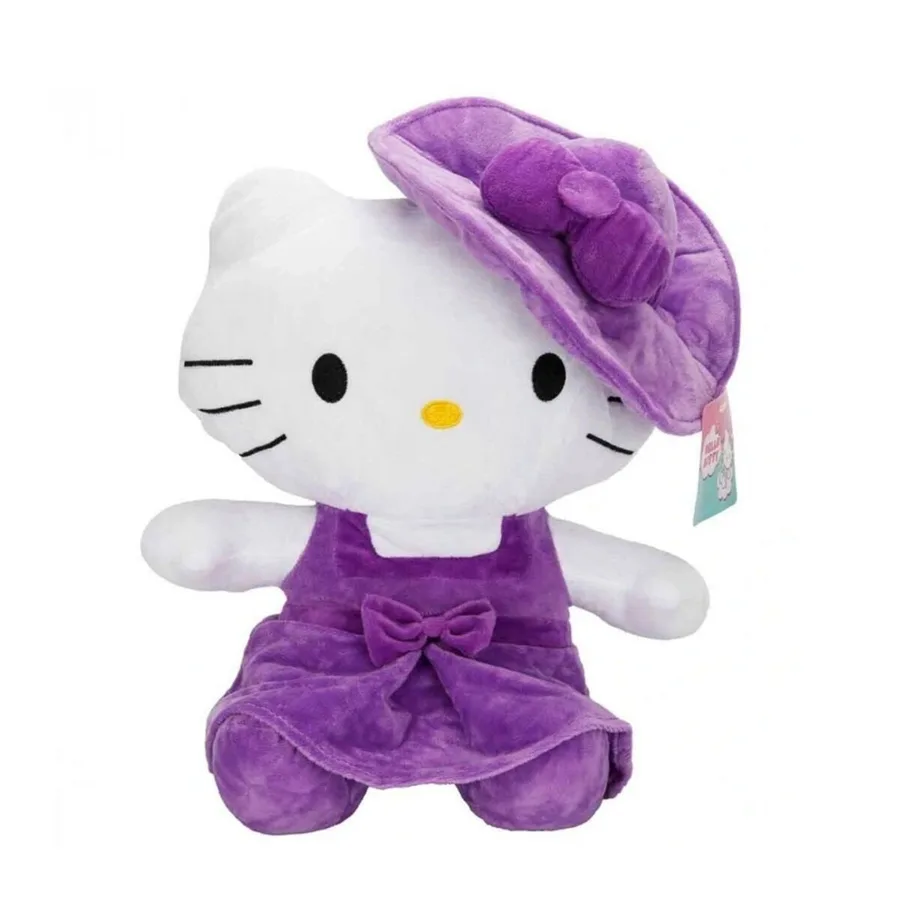 2089 Sun-Jhn-Sk-Peluş H Kıtty Elbiseli Şapkalı 36 Cm Hkty Mor