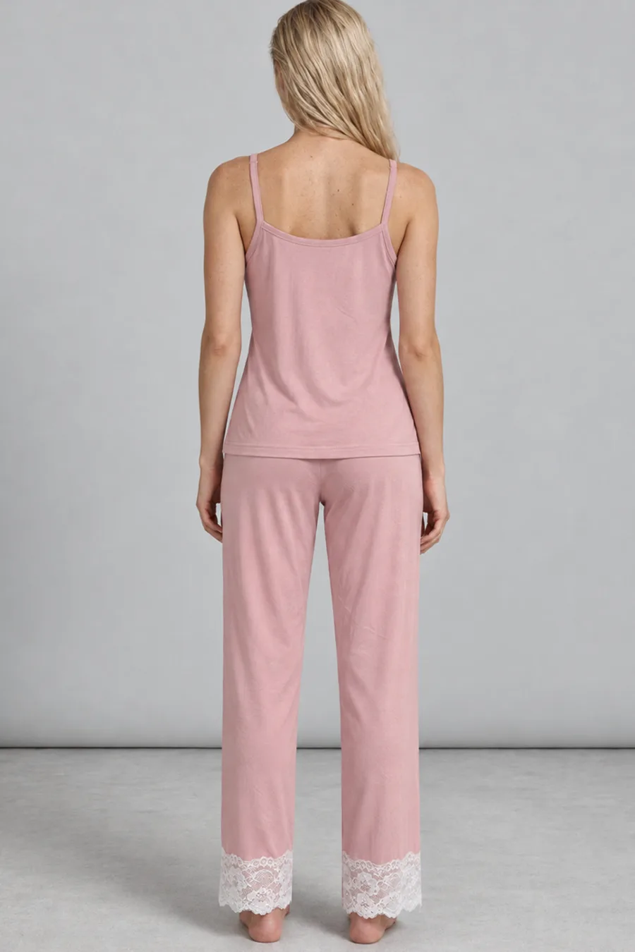 Kadın Dantelli Relaxed Pembe Pijama Takımı 4742