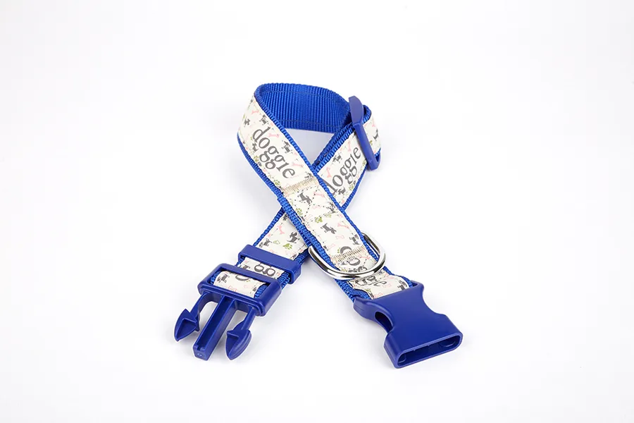 Köpek ve Pati Desenli Dokuma Köpek Boyun Tasması 3 cm x 36-60 cm Mi
