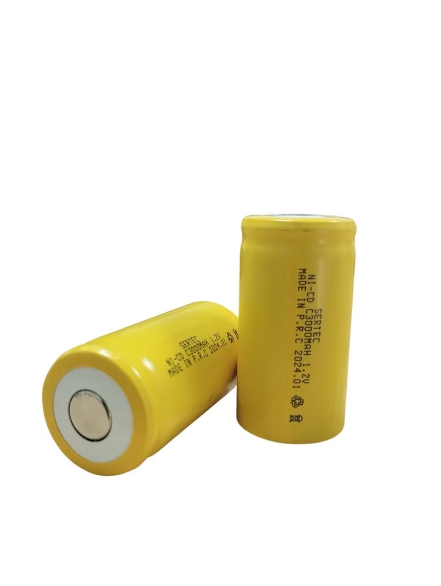 Sertec - 1.2V 3000 Mah - C Orta Boy - Ni-CD Şarjlı Pil - (Başsız / Flat Head)