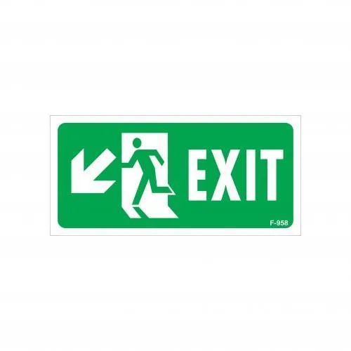 Exit Sol Aşağı Uyarı Levhası 17,5x25 KOD:958