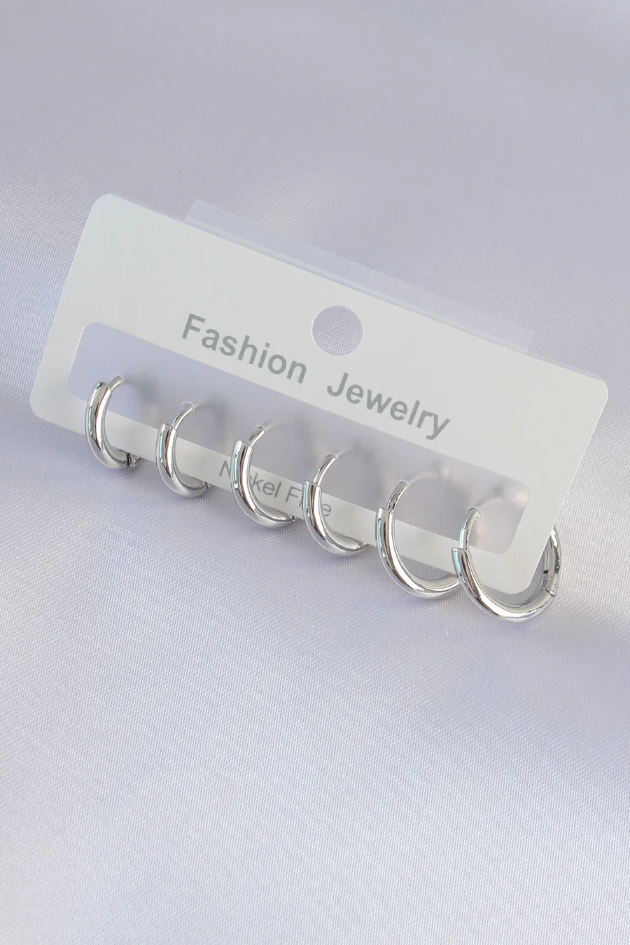 Brass Silver Color Oval Earring Set