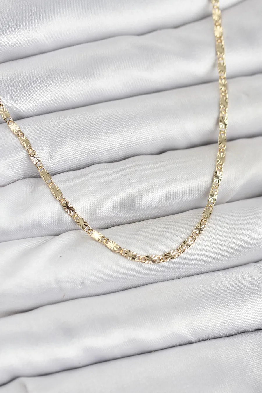 CM 14K Gold Renk Lazerli Zincir Model Kadın Kolye