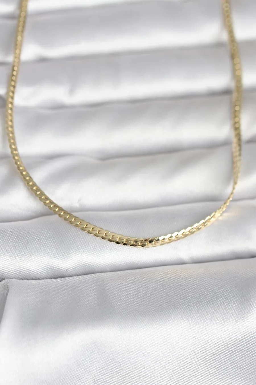 CM 14K Gold Renk Yassı Zincir Model 45 cm Kadın Kolye