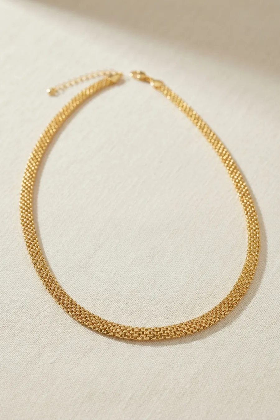 Hasır Zincir Model Pirinç Gold Renk Kadın Kolye