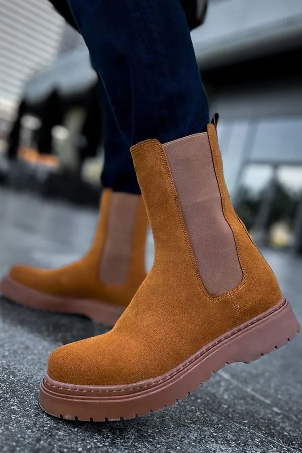 Erkek Mevsim Bootie Fermuarlı Dengeli Bot Bot Süet Kışlık &