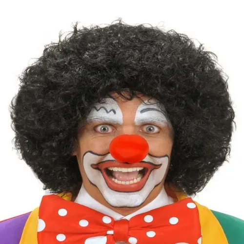 Siyah Renk Kıvırcık Afro Bonus Peruk  ve Kırmızı Sünger B Seti