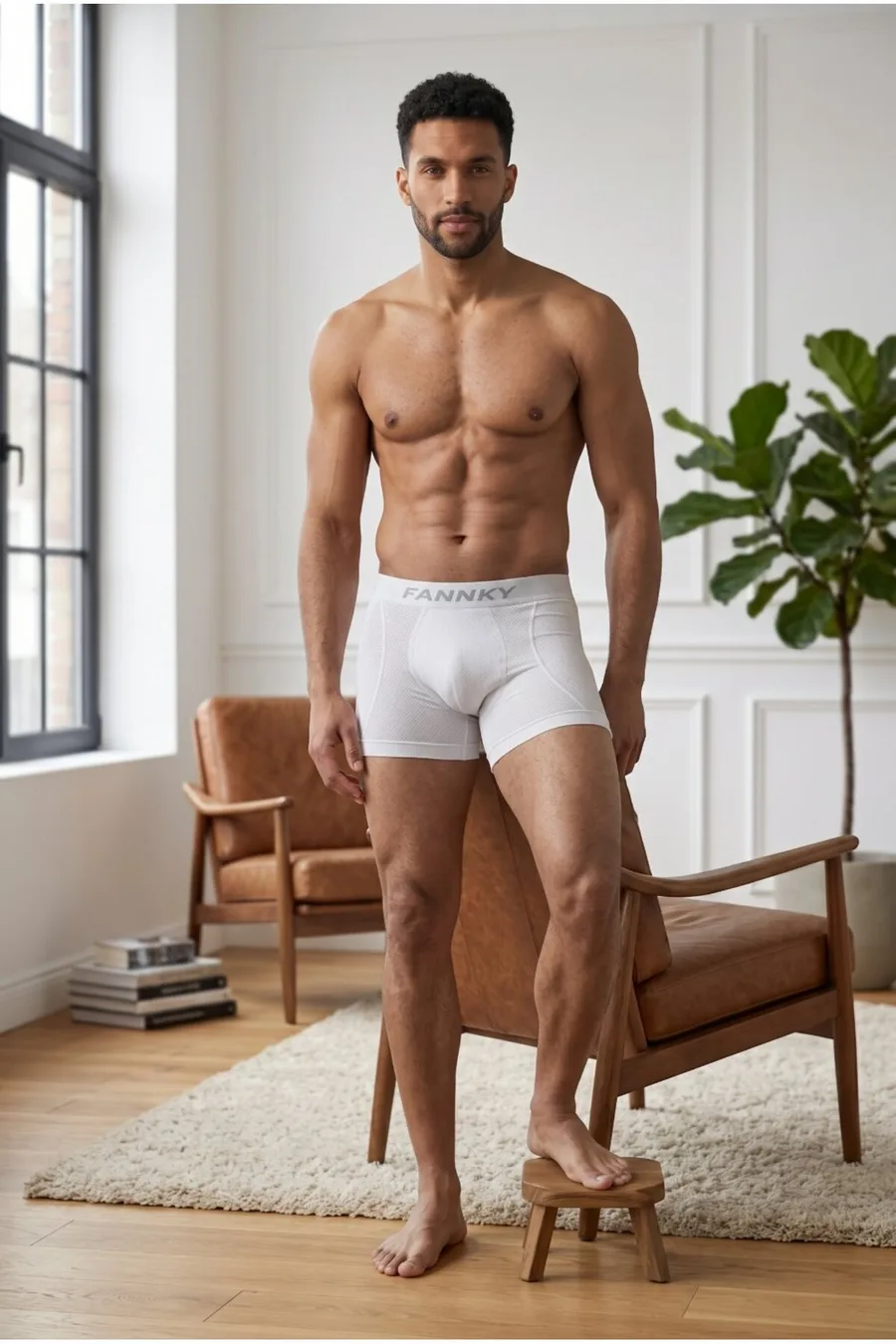 Erkek Rahat Esnek Seamless 3 Lü Beyaz Boxer