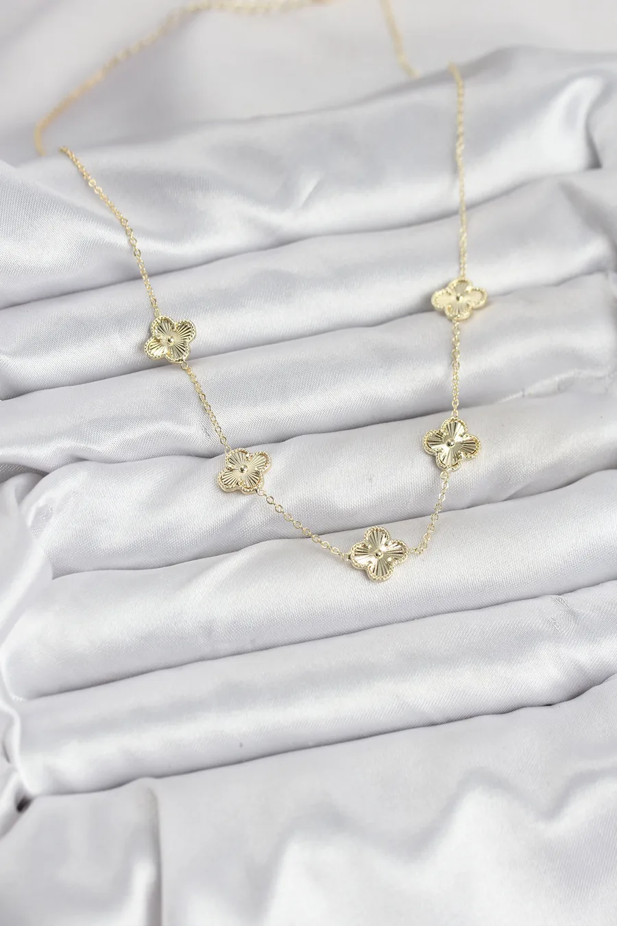 Brass Gold Color Clover Women's Necklace