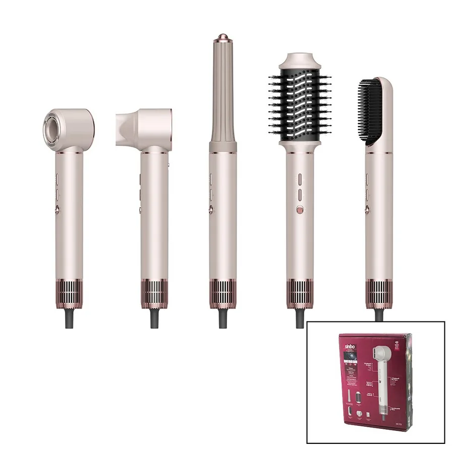 Rose Gold Air Brush 5in1=bukle-Hacimle-Düzleştir-2-Fırça Saç Kurutma - Şekil Makinesi 1300w3-Kdm.hız - Derece Shd-1729