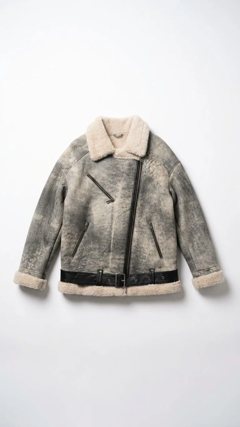 Oversize Kadın Kürk Eskitme Görünümlü Modern Kışlık Ceket Modası
