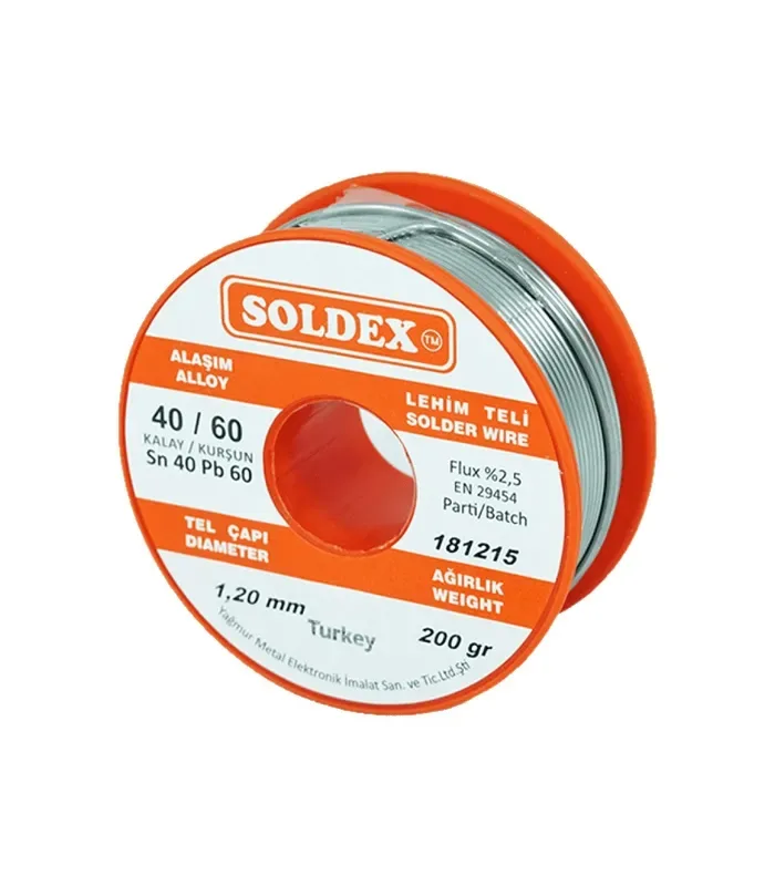Soldex 40-60 Lehim Teli 200 Gr 1.2 mm - Sn:40 / Pb:60