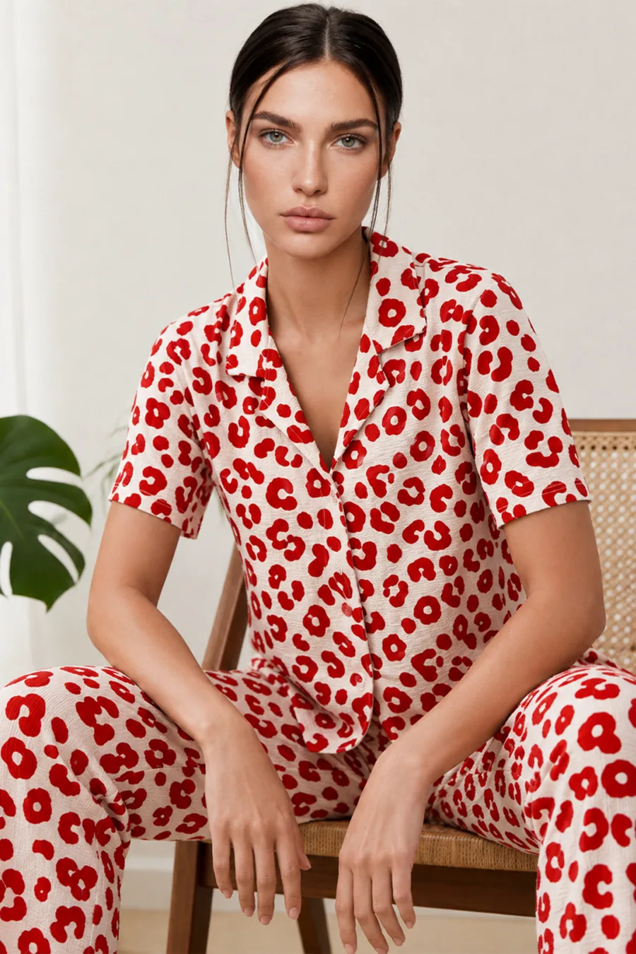 Kadın Kısa Kol Comfort Kırmızı Pijama Takımı 4725