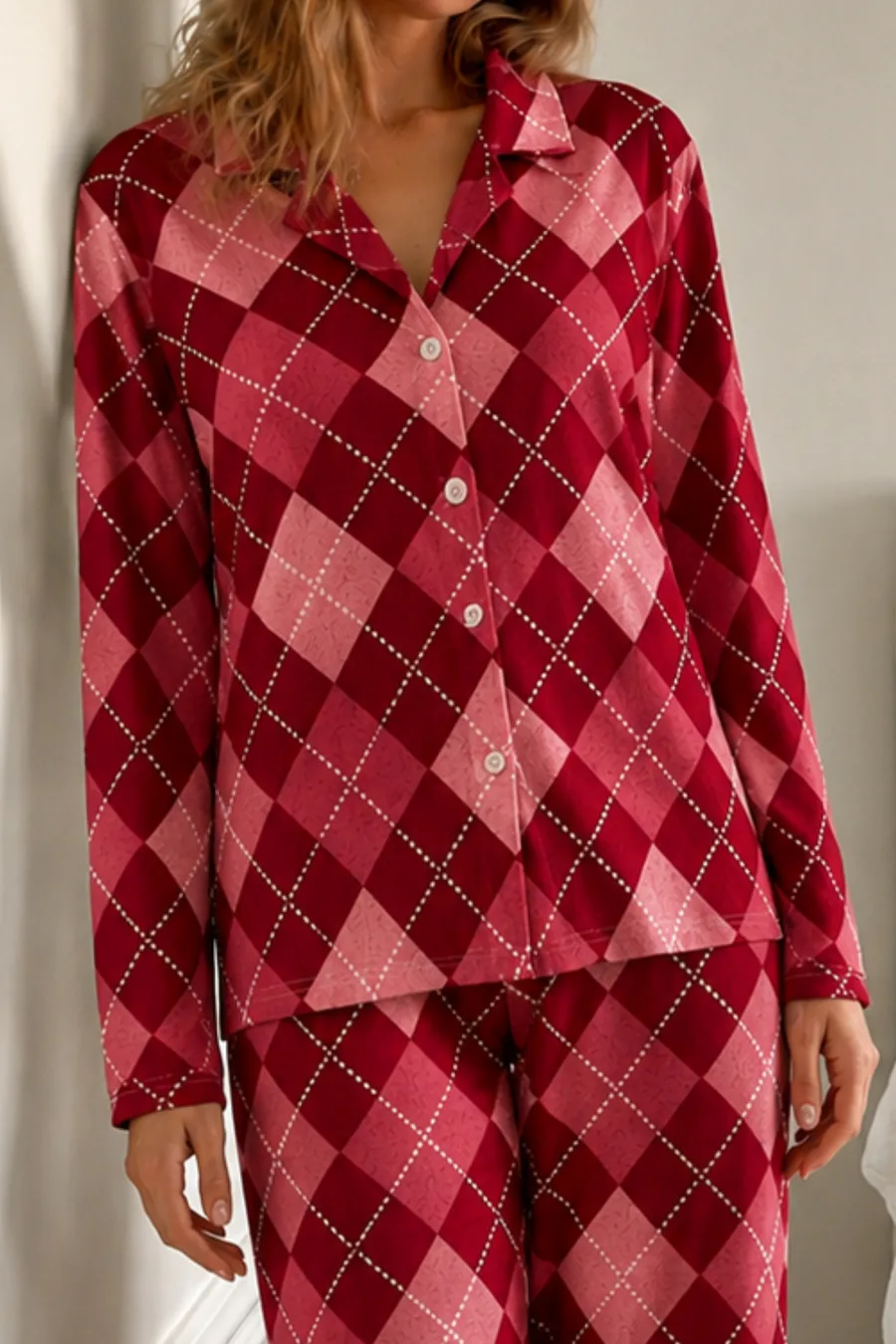 Kadın Bürümcük Tam Boy Kırmızı Pijama Takımı
