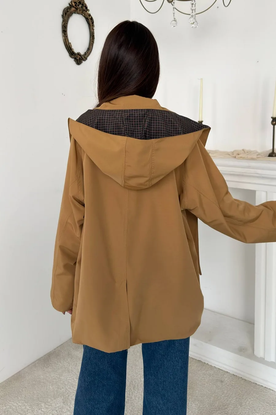 Camel Kapşonlu Ceket