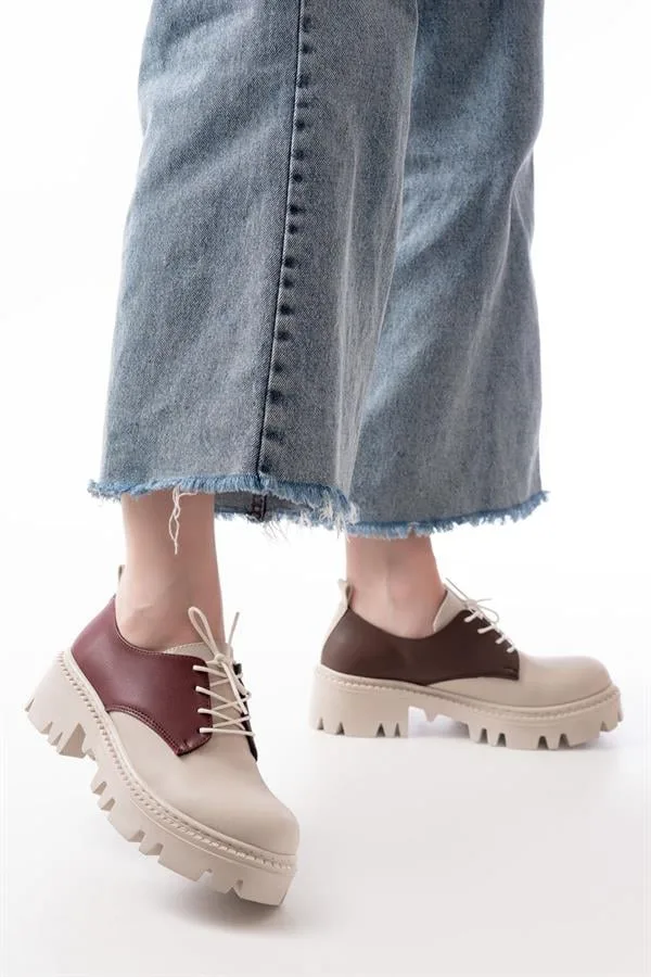 Kadın Casual Loafer Garni Tabanlı Bağcıklı Ayakkabı Ayakkabı Hafif Yüksek