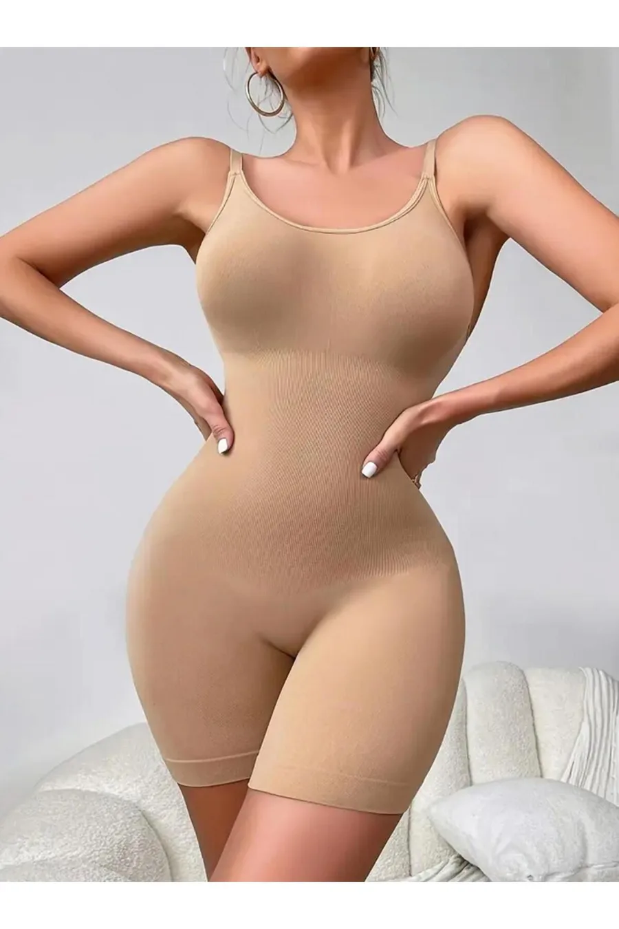 body yüksek bel tam boy 9050 Bej