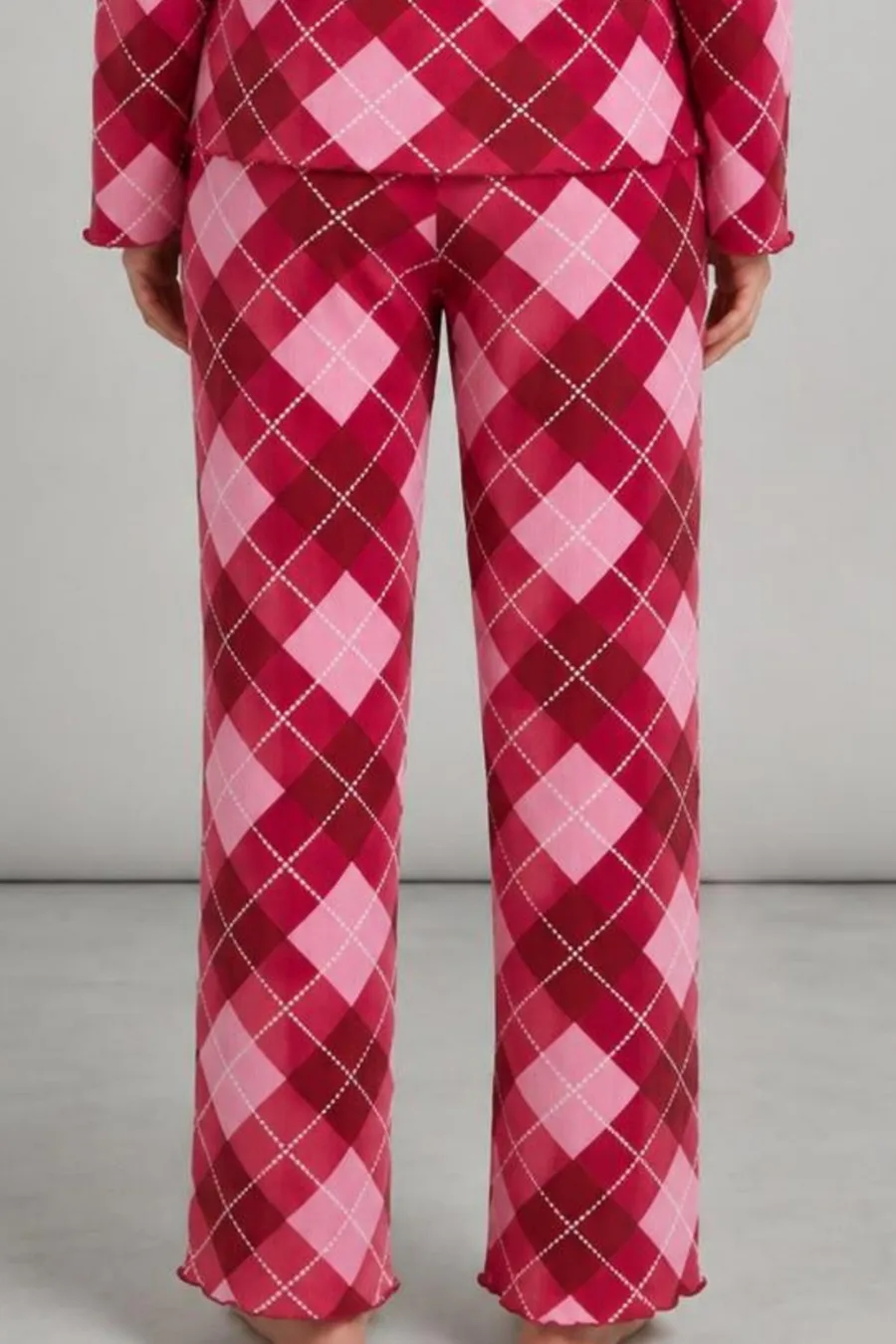 Kadın Çizgili Regular Fit Kırmızı Pijama Takımı 4766