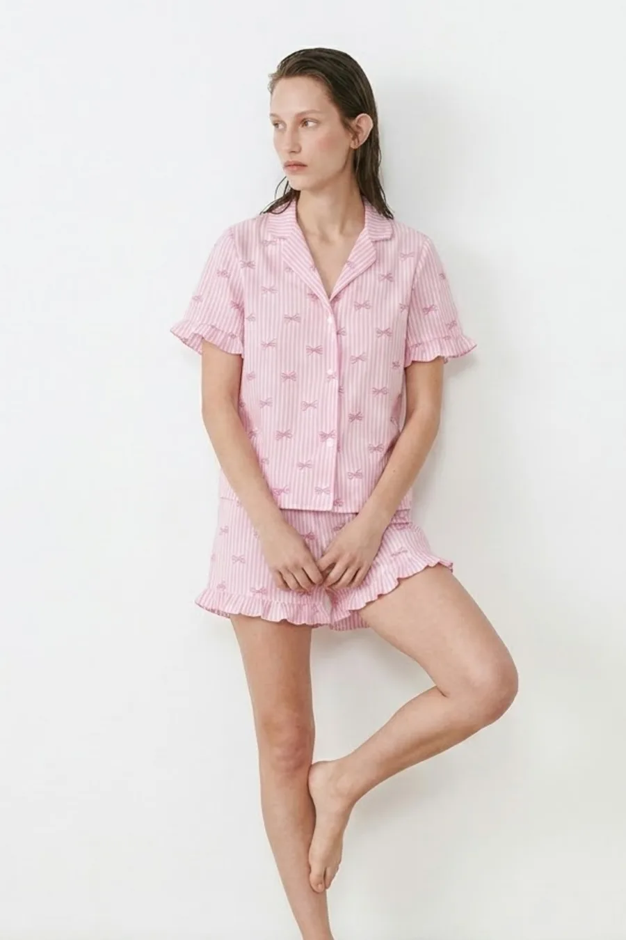 Kadın Relaxed Lastikli Pembe Pijama Takımı