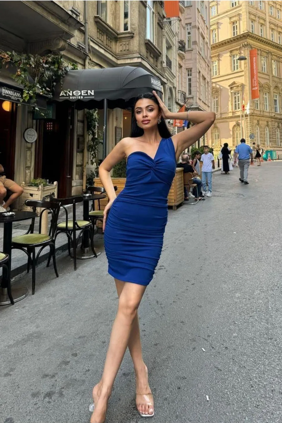 Straplez Büzgülü Balık Abiye Kesim Elbise