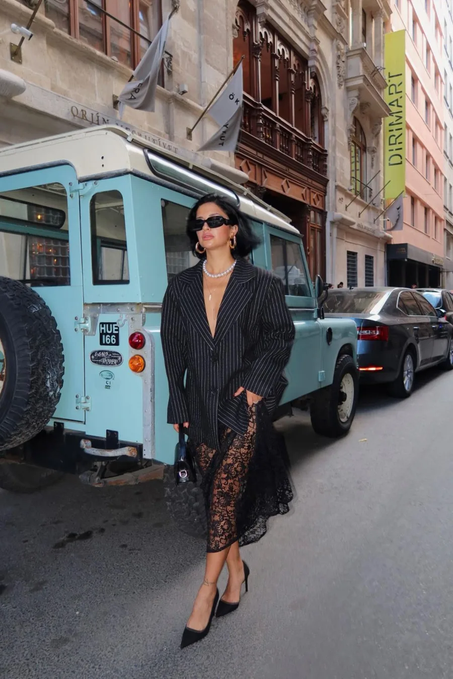 Siyah Çizgili Oversize Ceket