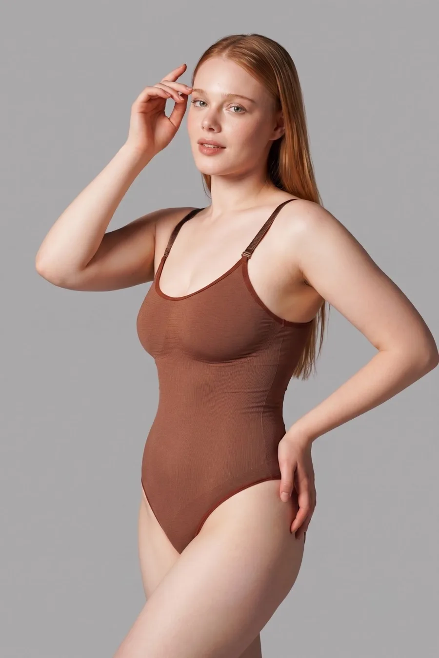 Çıtçıtlı String Body Korse 9052 Kahverengi