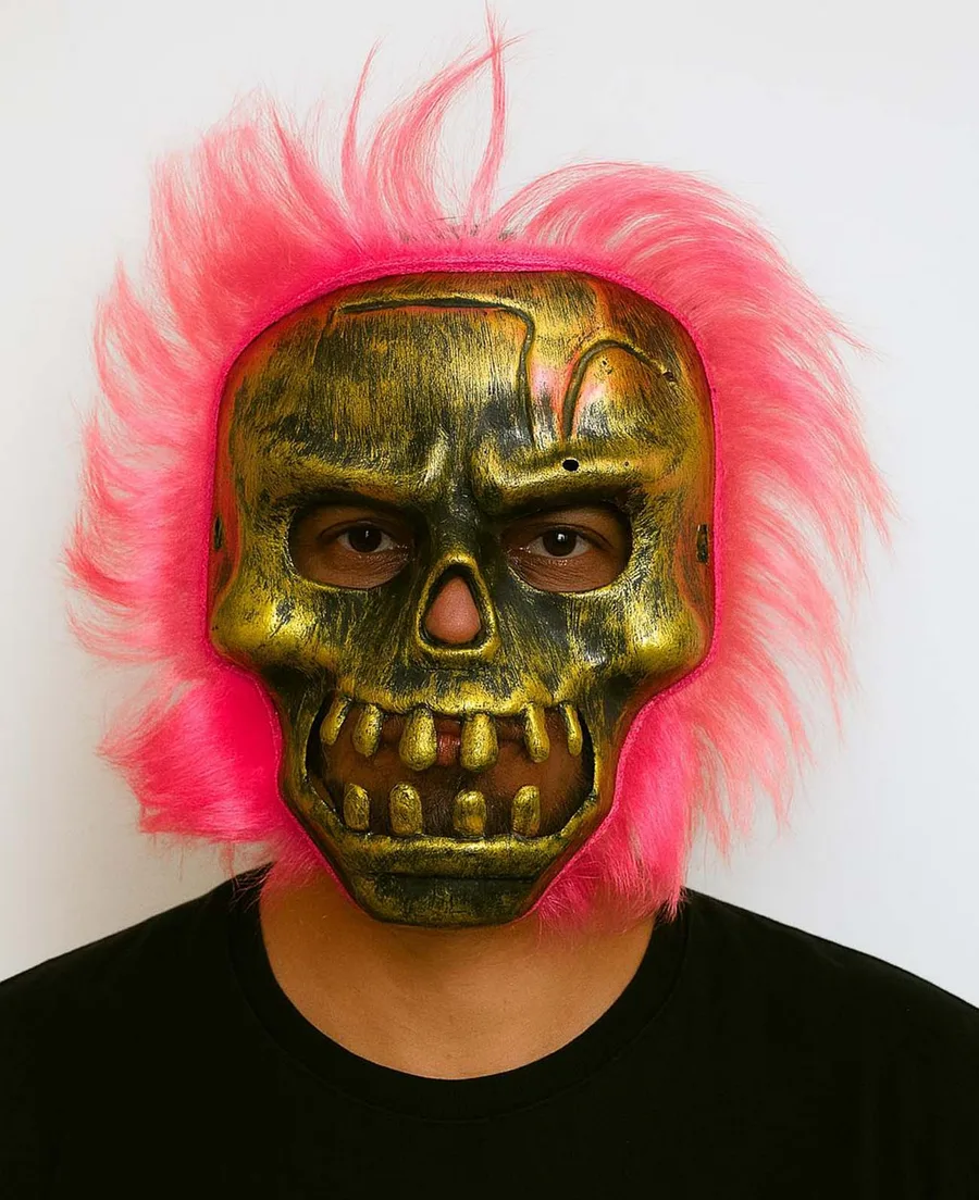 Wild Skull - Bakır Kafatası Pembe lı İskelet Maske