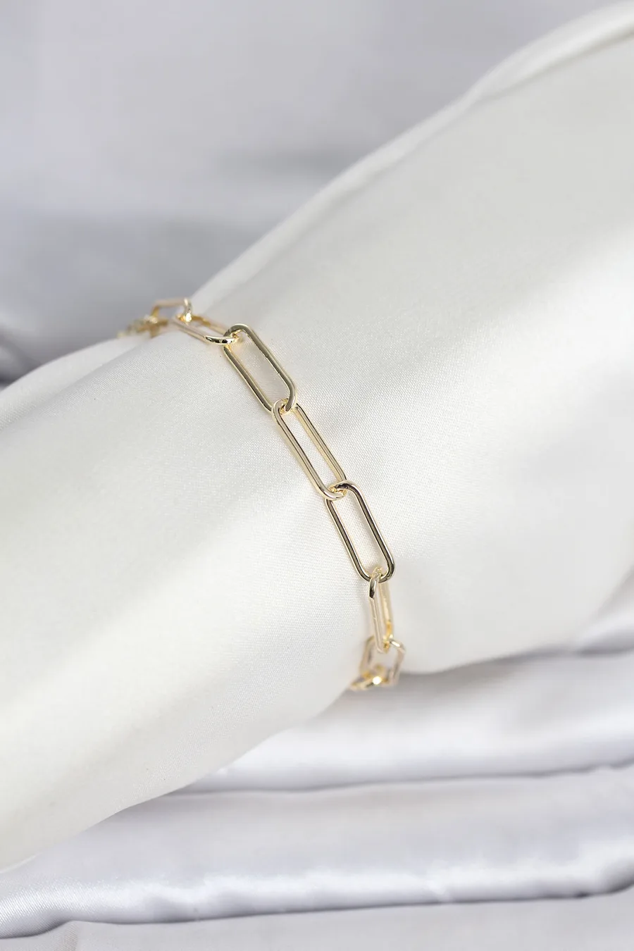 CM 14K Gold Renk Kalın Ataç Zincir Model Kadın Bileklik