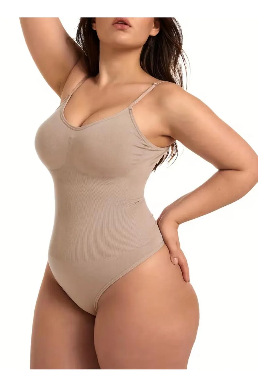 Kadın Büyük Beden Bej Dikişsiz Çıtçıtlı Toparlayıcı Body Korse 9051