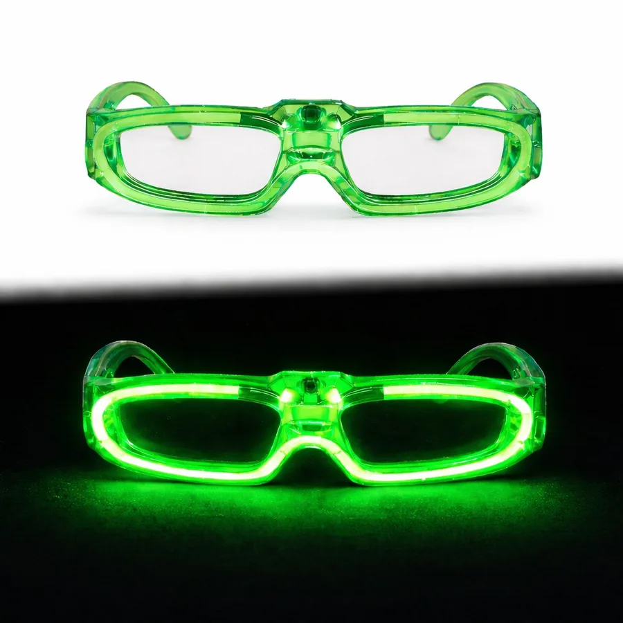 Yeşil LED Işıklı Parti Gözlüğü 3 Modlu – Glow & Gece Eğlence Gözlüğü