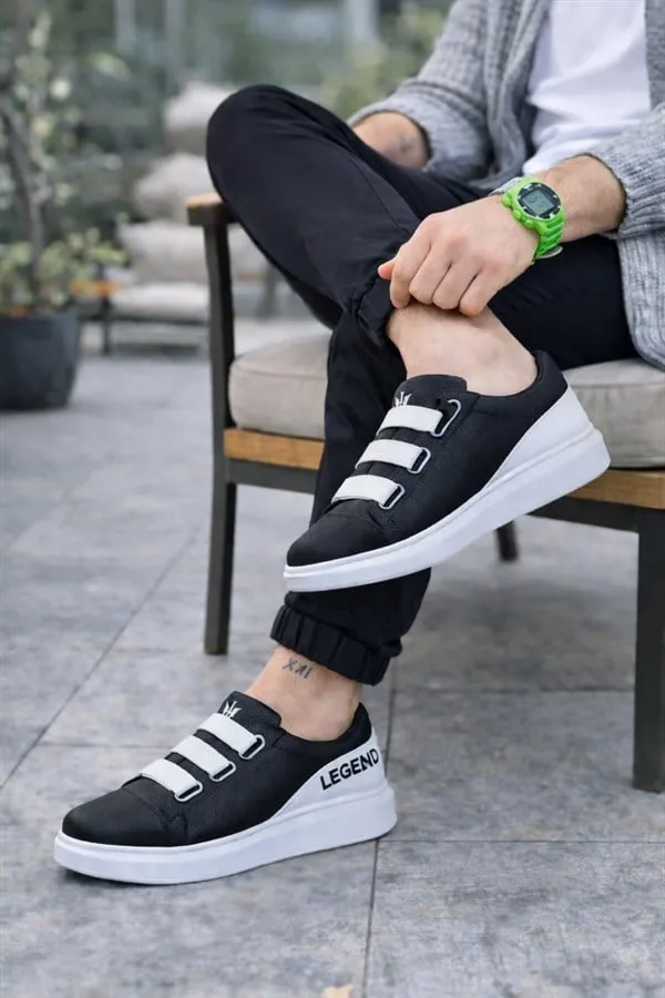 Erkek Bağcıksız Nefes Ayakkabı Ayakkabı Lastikli Spor Bantlı Cilt Fitness