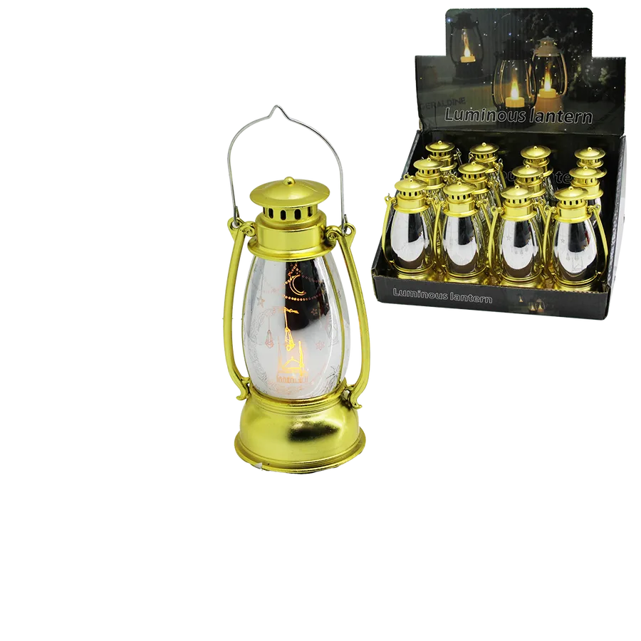 Pilli Ramazan LED Fener Gaz Lamba Model Gold Plastik