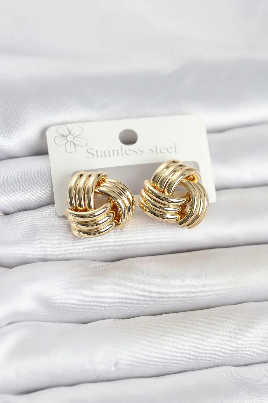 316L Çelik Gold Renk Sarmal Model Kadın Küpe
