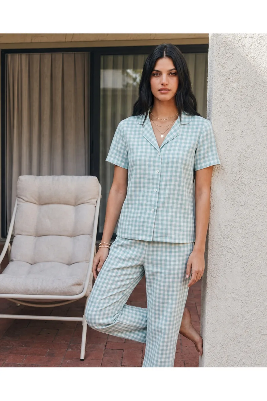 Viskon Karışım Homewear Su Yeşili Pijama Takımı