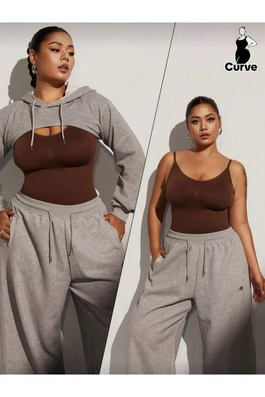 Kadın Büyük Beden Kahverengi Dikişsiz Çıtçıtlı Toparlayıcı Body Korse 9051
