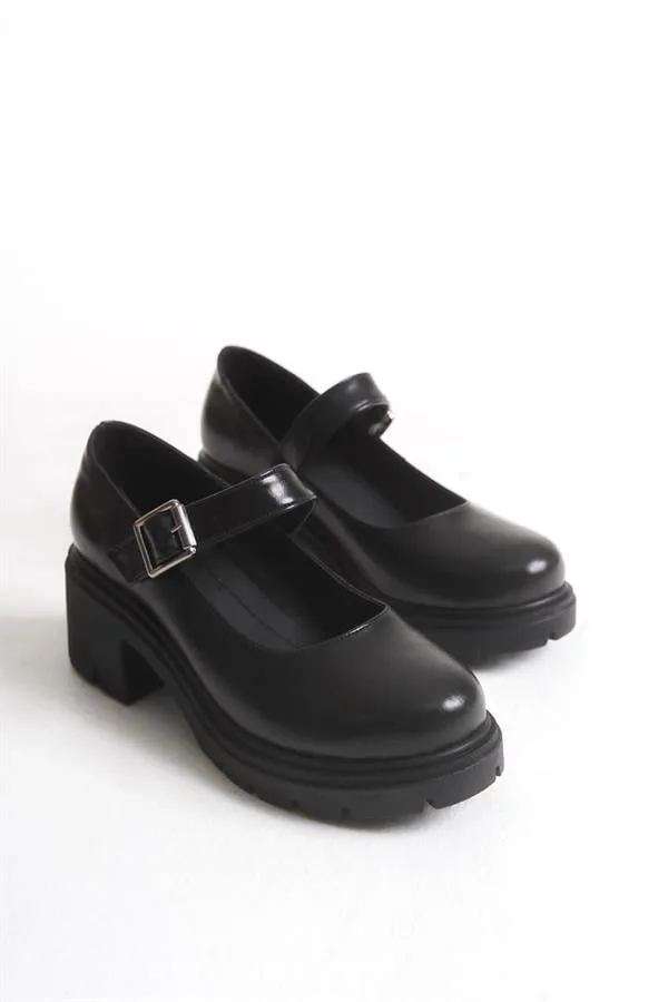 Kadın Casual Loafer Tabanlı Koruma Ayakkabı Ayakkabı Tokalı Kırışık Rugan Yüksek